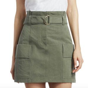 A.L.C Kai Belted Cotton Linen Cargo Skirt Size 6 Army Olive Green